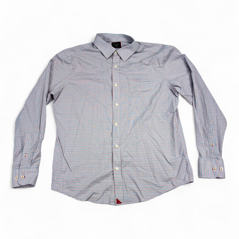 Untuckit Slim Fit Button-Down Dress Shirt XL Pink/Blue Check